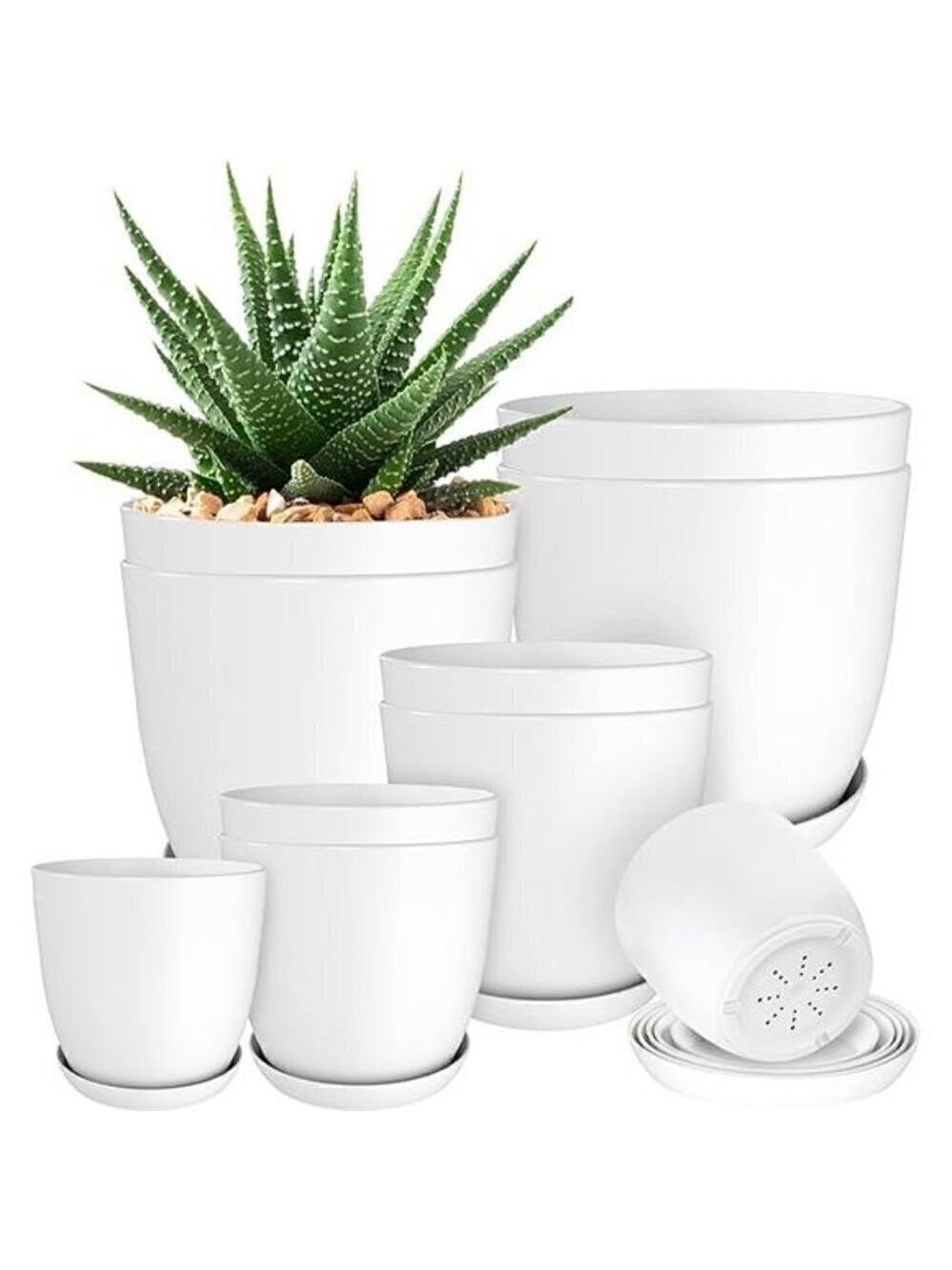 10X Plant Pots Drainage Home Decor Flower Indoor Planter Cactus Succulents White